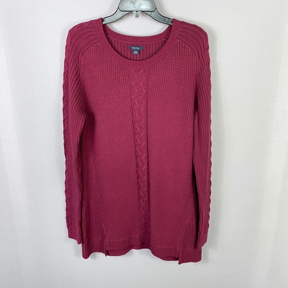 Nautica Women’s Single Cable Knit Tunic Sweater in Burgundy Plus Size XXL - Picture 3 of 8